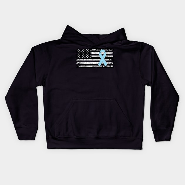 Prostate Cancer Awareness Classic American Flag Kids Hoodie by Gendon Design